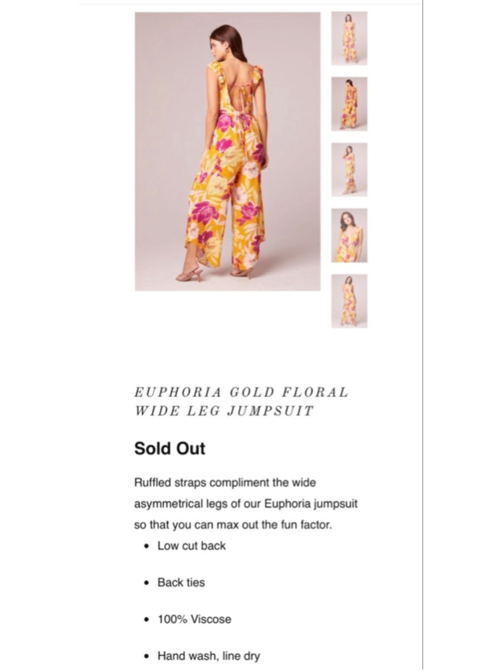 Women's B.O.G Collective Yellow Pink Floral Wide Leg Jumpsuit S - Picture 3 of 8